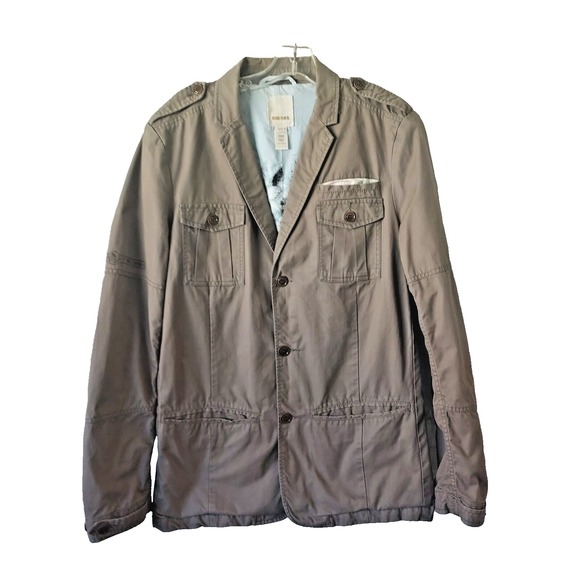 Diesel Women's Safari‎ Military Green Jacket Size Large Chest Flap Pockets - Picture 2 of 16